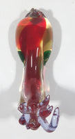 Vintage Laying Reindeer Red Green and Clear 6 1/4" Long Art Vaseline Uranium Glass Ornament