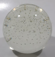 Vintage Clear Sphere with Bubbles 3 1/2" Wide Long Art Glass Paperweight Ornament