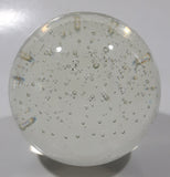 Vintage Clear Sphere with Bubbles 3 1/2" Wide Long Art Glass Paperweight Ornament