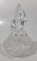 Vintage Two Dolphins Jumping Above Waves Lightly Frosted Clear 5 1/2" Tall Art Glass Ornament