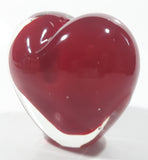 Vintage Heart Shaped Red and Clear 4" Tall Art Glass Paperweight Ornament