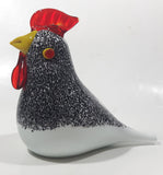 Vintage Murano Style Red and White Black Speckled Chicken Hen 3" Wide Art Glass Ornament
