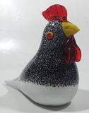 Vintage Murano Style Red and White Black Speckled Chicken Hen 3" Wide Art Glass Ornament