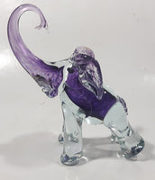 Vintage Murano Clear and Amethyst Purple Baby Elephant 5" Tall Art Glass Ornament