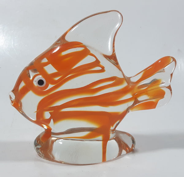 Vintage Murano Clear and Orange Goldfish 4 1/2" Long Art Glass Ornament