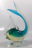 Vintage Murano Clear Blue Yellow Green Tropical Fish 9" Tall Vaseline Uranium Art Glass Ornament