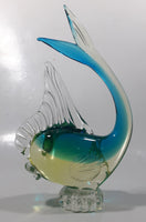 Vintage Murano Clear Blue Yellow Green Tropical Fish 9" Tall Vaseline Uranium Art Glass Ornament