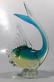 Vintage Murano Clear Blue Yellow Green Tropical Fish 9" Tall Vaseline Uranium Art Glass Ornament