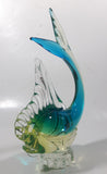 Vintage Murano Clear Blue Yellow Green Tropical Fish 9" Tall Vaseline Uranium Art Glass Ornament