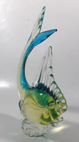 Vintage Murano Clear Blue Yellow Green Tropical Fish 9" Tall Vaseline Uranium Art Glass Ornament