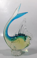 Vintage Murano Clear Blue Yellow Green Tropical Fish 9" Tall Vaseline Uranium Art Glass Ornament