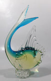Vintage Murano Clear Blue Yellow Green Tropical Fish 9" Tall Vaseline Uranium Art Glass Ornament