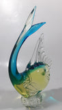 Vintage Murano Clear Blue Yellow Green Tropical Fish 9" Tall Vaseline Uranium Art Glass Ornament
