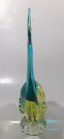 Vintage Murano Clear Blue Yellow Green Tropical Fish 9" Tall Vaseline Uranium Art Glass Ornament