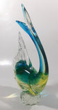 Vintage Murano Clear Blue Yellow Green Tropical Fish 9" Tall Vaseline Uranium Art Glass Ornament