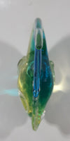 Vintage Murano Clear Blue Yellow Green Tropical Fish 9" Tall Vaseline Uranium Art Glass Ornament