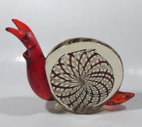 Vintage Murano Clear Red Brown White Snail 7" Long Art Glass Ornament