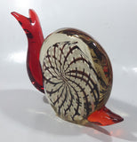 Vintage Murano Clear Red Brown White Snail 7" Long Art Glass Ornament