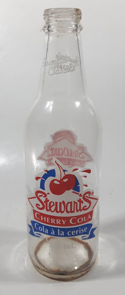 Stewart's Fountain Classics Cherry Cola 8" Tall 355mL Embossed Clear Glass Soda Pop Bottle