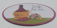 "Friends are like fine wine." Brie Cheese and Grapes with Wine Bottle 3 1/2" Paper Beverage Drink Coaster