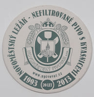1993 to 2013 Novomestsky Pivovar s.r.o. Novomestsky Lezak Nefiltrovane Pivo S Kvasnicemi Beer Spirit 4 1/8" Paper Beverage Drink Coaster