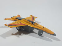 F-102 Jet Yellow Pull Back Die Cast Toy Airplane Busted Up