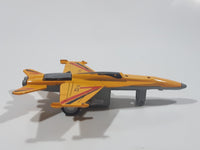 F-102 Jet Yellow Pull Back Die Cast Toy Airplane Busted Up
