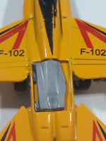 F-102 Jet Yellow Pull Back Die Cast Toy Airplane Busted Up