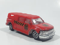 Unknown Brand Quad Cab Pickup Truck with Cap Fire Department Red Die Cast Toy Car Vehicle