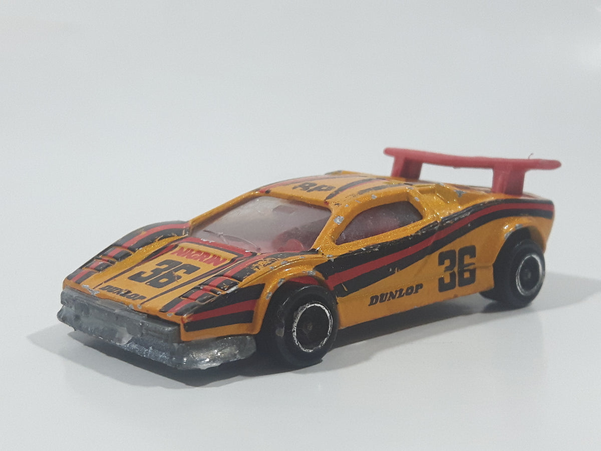 Vintage Majorette No. 237 Lamborghini Countach Dunlop #36 Yellow 1/56 ...