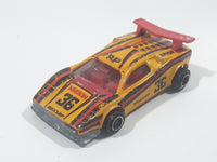 Vintage Majorette No. 237 Lamborghini Countach Dunlop #36 Yellow 1/56 Scale Die Cast Toy Dream Car Vehicle Made in France