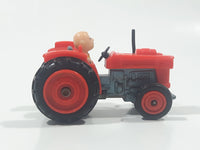 Vintage 1950 United Features Syndicate No. C10 Charlie Brown Tractor Red Die Cast Toy Car Vehicle Made in Hong Kong