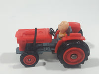 Vintage 1950 United Features Syndicate No. C10 Charlie Brown Tractor Red Die Cast Toy Car Vehicle Made in Hong Kong