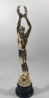 Man Holding Laurel Wreath Above His Head Gold 10 1/2" Tall Plastic Trophy Award Statue