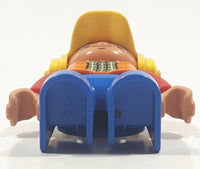 Lego Duplo Construction Worker Character Orange Vest Yellow Helmet 2 1/2" Tall Plastic Toy Figure