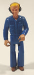 Vintage 1974 Fisher Price Adventure People Male with Radio Headset with Mic Blue Clothing Man 3 3/4" Tall Plastic Toy Action Figure Made in Hong Kong