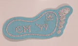 Girl Guides CM '99 Light Blue Foot Print Shaped 1 1/4" x 3" Embroidered Fabric Patch Badge