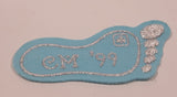 Girl Guides CM '99 Light Blue Foot Print Shaped 1 1/4" x 3" Embroidered Fabric Patch Badge