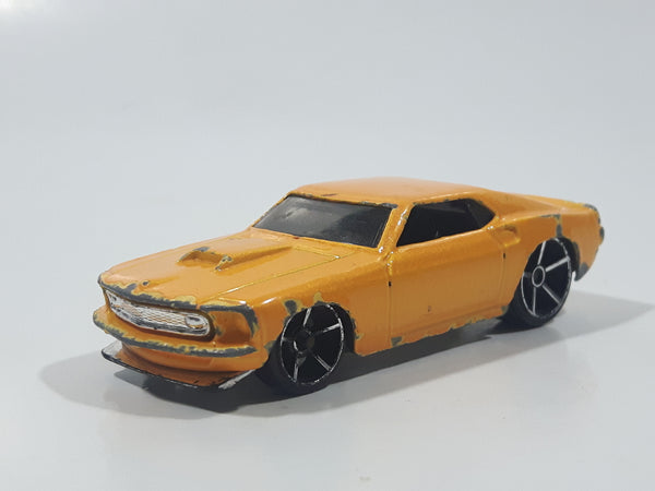 2007 Hot Wheels '69 Ford Mustang Yellow Die Cast Toy Muscle Car Vehicle