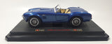 Burago 1965 Ford AC Cobra 427 Convertible Blue 1/24 Scale Die Cast Toy Car Vehicle with Opening Doors and Hood on Display Stand