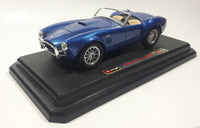 Burago 1965 Ford AC Cobra 427 Convertible Blue 1/24 Scale Die Cast Toy Car Vehicle with Opening Doors and Hood on Display Stand