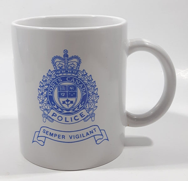 Vintage Ports Canada Police Semper Vigilant White 3 3/4" Tall Ceramic Coffee Mug Cup
