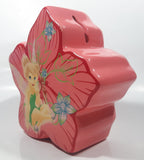 Disney Tinkerbell Pink Star Shaped Flower 6" Tall Ceramic Coin Bank