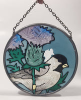 Chickadee Song Bird Small 3 1/2" Painted Stained Glass Suncatcher