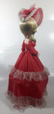 Vintage Bradley Style Big Eyes Southern Belle Red Dress and Hat 18" Tall Fabric with Vinyl Face Doll Made in Korea