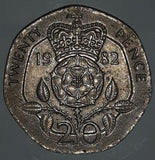 Rare 1982 UK 20 Twenty Pence Elizabeth II D. G. Reg. F. D. Metal Coin