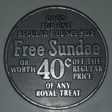 Vintage Dairy Queen Store Free Sundae or 40 Cents Off Plastic Token Coin