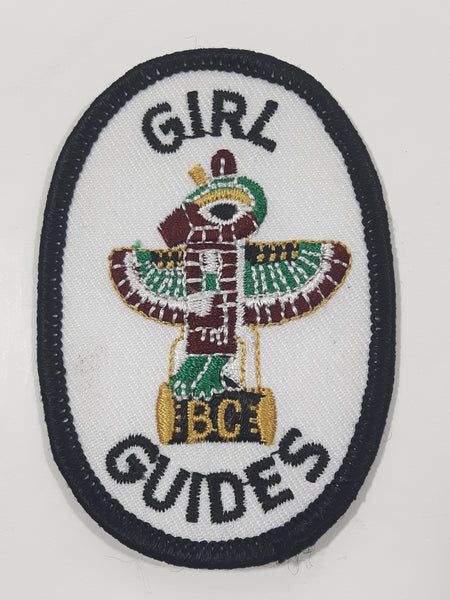 Girl Guides B.C. British Columbia Totem Pole Oval Shaped 2" x 3" Embroidered Fabric Patch Badge