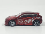 2012 Hot Wheels Subaru WRX STI Red Die Cast Toy Car Vehicle