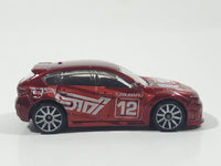 2012 Hot Wheels Subaru WRX STI Red Die Cast Toy Car Vehicle